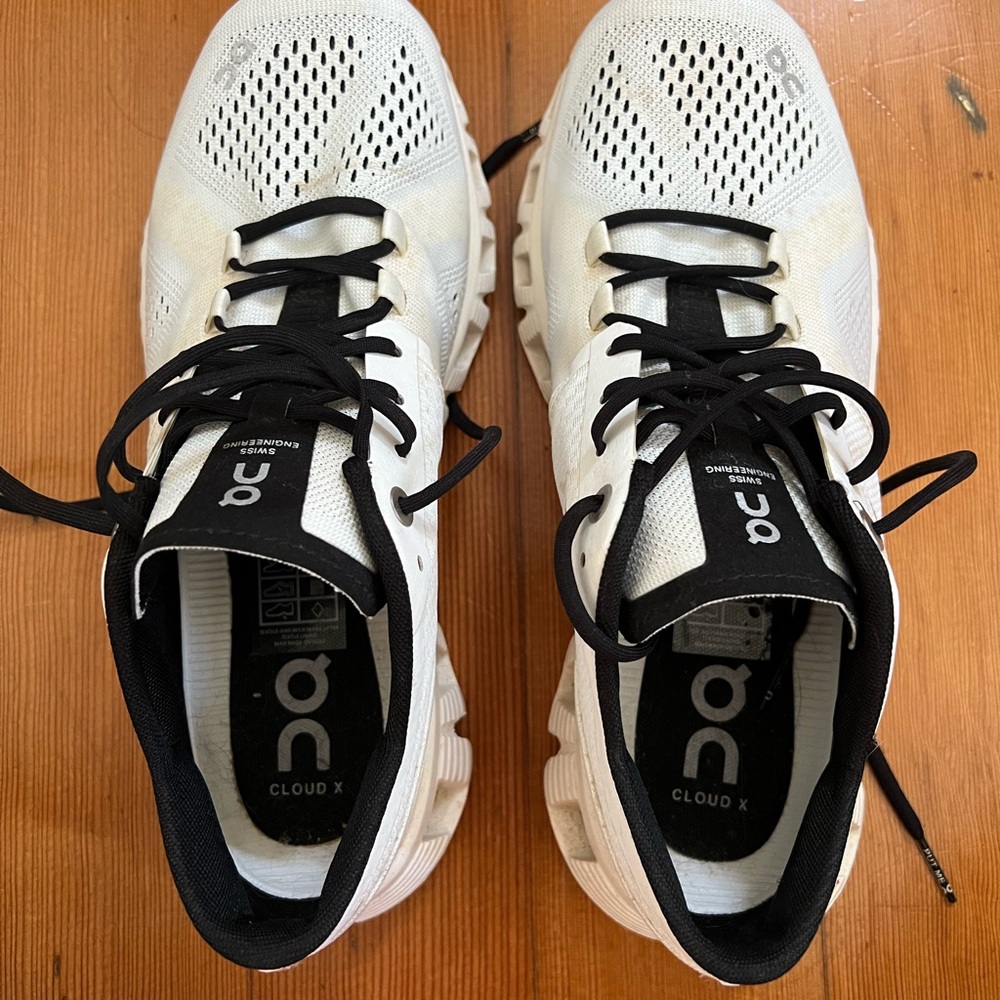 On Cloud X White and Black Sneakers